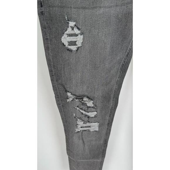 ADPT Mens Grey Denim Spray On Skinny Fit Jeans Distressed Heavy Rips Size 34x32 - Picture 8 of 10
